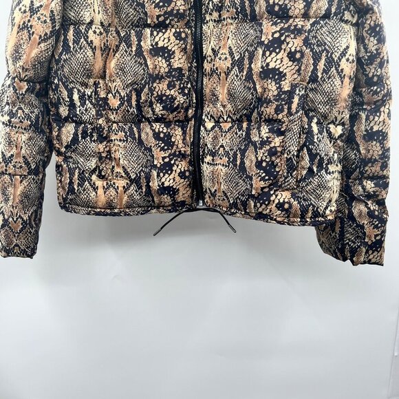 H&M Women's Snake Print Quilted Coat Full Zip Multicolor Size Small Pockets - Picture 3 of 8